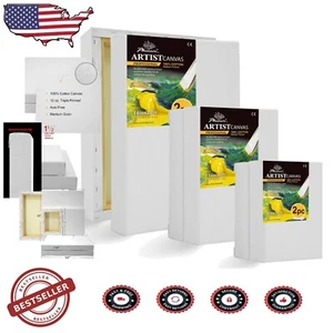 Gallery Stretched Canvases Multi-Pack - 8x10, 11x14, 16x20, 12 Oz Gesso Primed - Picture 1 of 9