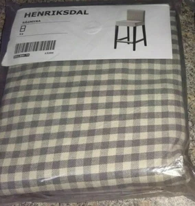 Ikea COVER for Henriksdal Bar stool Slipcover Sågmyra Gray check Grey cover New - Picture 1 of 2