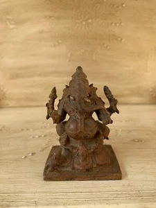 Armed Lord Ganapati Brass  Statue Vintage God Sculpture - Picture 1 of 9