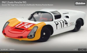 EXOTO 67 Porsche 910: 2nd Targa Florio,Cella/Biscaldi RETIRED 1:18 NIB #MTB00065 - Picture 1 of 2