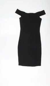 Miss Selfridge Womens Black Polyester Blend Bodycon Size 6 Off the Shoulder - Picture 1 of 10