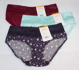 Nuevo conjunto de 3 bragas WARNER'S sin muffin top HIPSTER VINO PÚRPURA ROSA VERDE CLARO - Imagen 1 de 5