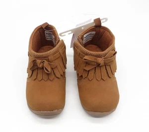 Carters Baby Mokassin Fransen Stiefel hellbraun Kunstleder weiche Sohle Schuhe 4 NEU - Bild 1 von 6