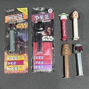 Lote Dispensadores Pez Star Wars - Boba Fett, Darth Vader, Yoda, Chewbacca, Leia - Imagen 1 de 3