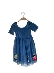 Mini Boden Velvet Bodice Tulle Dress blue Unicorn Rainbow Size 6-7 - Picture 1 of 4