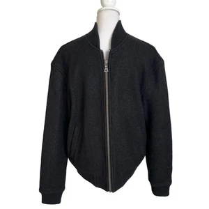 Topman Bomber Jacket Men's Medium Black Full Zip 100% Cotton Ribbed Cuffs Hem - Picture 1 of 5