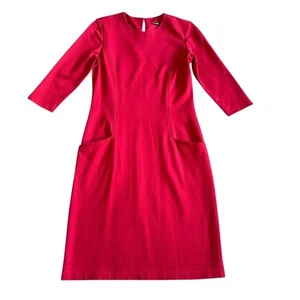 J. McLaughlin Bold Red Sheath Dress Knee Length 3/4 Sleeves Knit Size Small - Picture 1 of 11