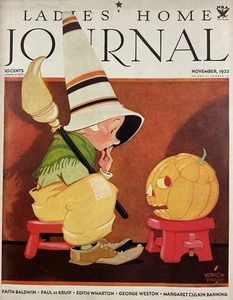 Vintage Antique Ladies Home Journal Magazine Nov 1933 Halloween JOL Pumpkin - Picture 1 of 9