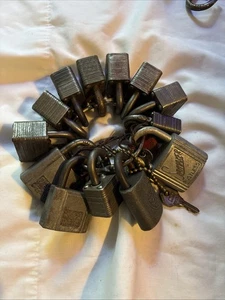 Lot Of 14 Vintage Padlocks w 3 Keys Chicago Lock Co. Slaymaker Walsco Yale Jr. - Picture 1 of 9