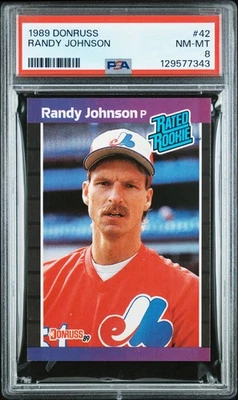 1989 DONRUSS #42 RANDY JOHNSON ROOKIE RC PSA 8 - Image 1 of 2