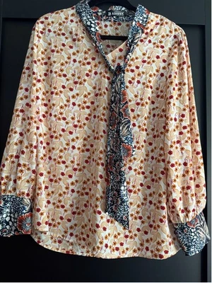 Women’s Floral Print Blouse with Tie Neck Size Large - Image 1 of 4