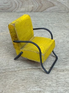 Vintage 40er Puppenhaus Kage Strombecker Miniaform Stuhl MCM gelb Metall & Holz - Bild 1 von 16