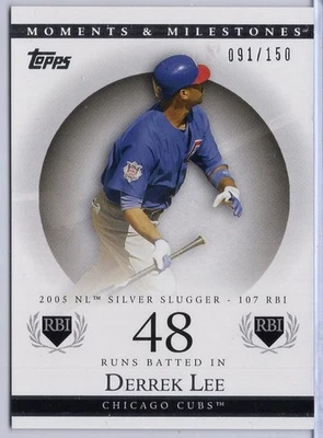 Topps Moments & Milestones #137 Derrek Lee 2007 48 RBI #'d 066/150 Foto 1 de 2