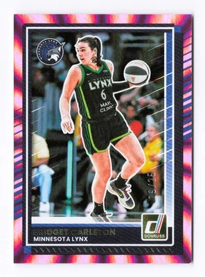 2025 Donruss WNBA #4 Bridget Carleton, Minnesota Lynx (19/25) Pink Laser - Image 1 of 2