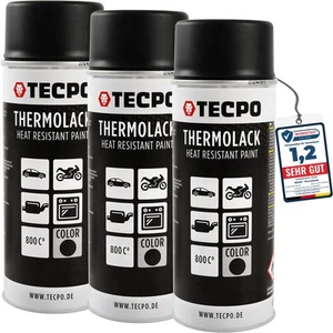 3x400 ml HOCHTEMPERATUR SPRÜHLACK SCHWARZ MATT AUSPUFF OFENLACK 800°C HITZEFEST - Bild 1 von 4