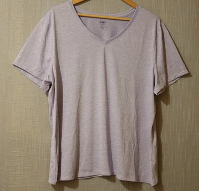 ¡Nuevo sin etiquetas! Camiseta Athletic Works púrpura a rayas cuello en V para mujer XXXL (22) #H92-34 Foto 1 de 4