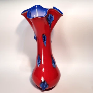 Vtg Essie Zareh Art Glass Ruffled Vase Russian Baijan Colorful 17.5” - Signed - Picture 1 of 13
