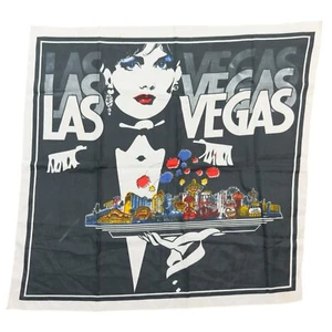 Vintage Kopftuch Las Vegas 1980 Dunes Sands Riviera Casino schwarz Grafikdruck - Bild 1 von 2