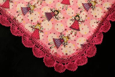 Cobertor de recepção mão borda de crochê novo presente chá de bebê menina PRINCESA FADA! - Imagem 1 de 4