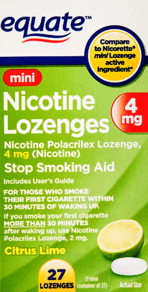 Pastilha Equate Mini Nicotina Polacrilex 4 mg, Sabor Citrino, 27 unidades - Imagem 1 de 1
