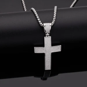Real 925 Silver Moissanite Cross Pendant 1.6CT Necklace Moissanite Passes Tester - Imagen 1 de 18