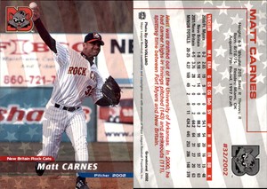 Matt Carnes 2002 Grandstand New Britain Rock Cats #NNO RC Card *AutographDen*