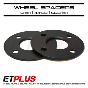 2 x 6mm Hubcentric Wheel Spacers fits Fiat Grand Punto 09- 4x100 56.6 - Picture 1 of 2