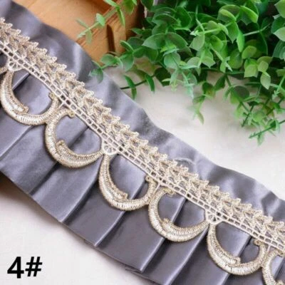 13M Lace Satin Trimmings Pleated Fringe Sewing Craft for Curtain Trims Accessory Foto 1 de 4