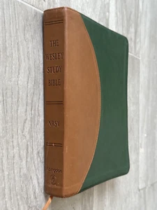 ✝️ The Wesley Study Bible NRSV Abingdon 2009 Green & Brown Faux Leather Flexible - Imagen 1 de 12