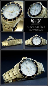 Advantage CAVADINI Taucher Automatikuhr Herren 20 Bar Edelstahl vergoldet CV-463 - Picture 1 of 1