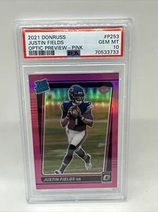 2021 Donruss Justin Fields Optic Preview PINK Rated Rookie PSA 10 GEM MINT P-253 - Picture 1 of 2