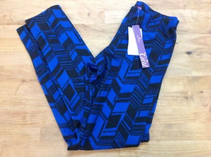 Aqua Girls Leggings, Geometric Chevron Pattern, Cobalt, Size M - Picture 1 of 1