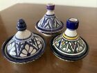 Set Of 3 Mini Tagine Moroccan Tajine Spices Jewelry Pottery Ceramic ~3? Tall