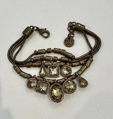 Браслет Sweet Lola со змеиной цепочкой из 4 нитей антикварный бронзовый со стразами 7,5–8 дюймов - Изображение 1 из 4