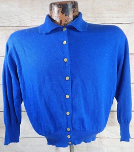 Vintage 50s Jantzen Sweater Women 38 (S/M) Blue Cardigan Button Down USA Made - Picture 1 of 16