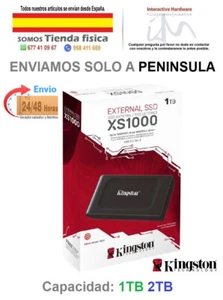 Disco Externo SSD Kingston XS1000 USB 3.2/ Negro 1TB 2TB - Imagen 1 de 5