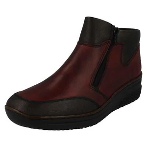 Mujer Rieker '48754' Cuero Casual Forro Cálido Cremallera Doble Botines - Imagen 1 de 18