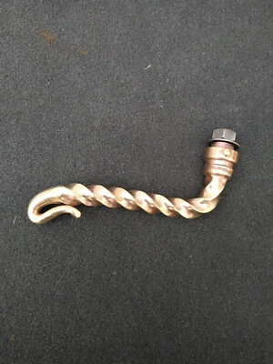 Ancienne poignée de porte/fenetre/meuble torsadée en bronze/laiton doré crémone - Photo 1/4