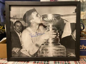 Ted Lindsay Detroit Red Wings Autographed 14 x 20 Stanley Cup Inscribed Beckett - Picture 1 of 5