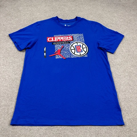 LA Clippers Shirt Mens Size M Blue Short Sleeve Jumpman Nike Logo NBA Basketball Cover