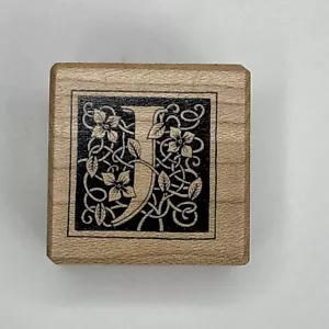 Blumen Buchstabe J Initiale Monogramm PSX Holz montiert Gummistempel - Bild 1 von 6
