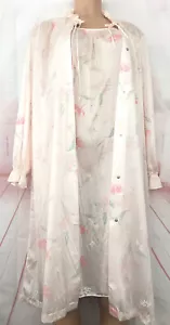 Miss Elaine Vestido de Noche Rosa Peignoir Vestido a Juego Vestido Vintage Broches Bolsillos - Imagen 1 de 10