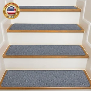 Stair Treads for Wooden Steps Indoor, 15 Pack 8" X 30" Non Slip Carpet Stair Tr - Picture 1 of 7