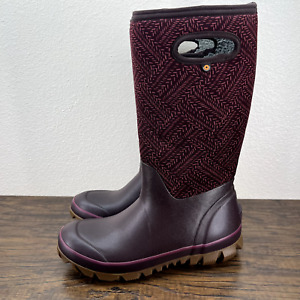 Bogs Womens Boots Size 9 Whiteout Fleck Waterproof Insulated Tall Snow Burgundy