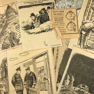 Vintage 1960s Lot of 20 Pieces Newspaper Political Cartoons Editorial Clippings - Picture 1 of 6