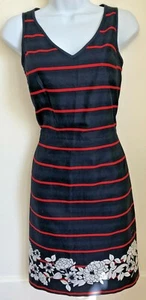 Tommy Hilfiger Womens Summer Shift Dress Size 4 Knee Length Navy Red Stripes NWT - Picture 1 of 6