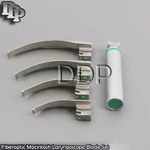 Macintosh Fiber Optic Laryngoscope Set No. 1, 2, 3 & 4 Blades LED Bulb - Picture 1 of 3