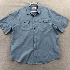 Wrangler Mens Size XL Extra Large Shirt Short Sleeve Button Up Blue Pockets - Picture 1 of 13
