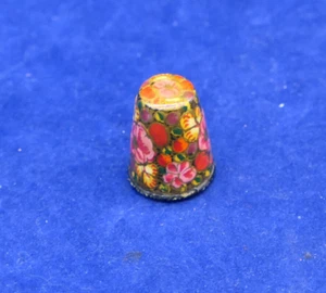 Vintage Painted Wood Thimble India T-802 - Picture 1 of 5