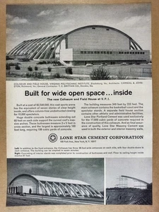 1965 Lone Star Cement Virginia Tech Coliseum & Field House vintage print Ad - Picture 1 of 1